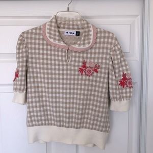 RIXO Embroidered Checkered  Sweater